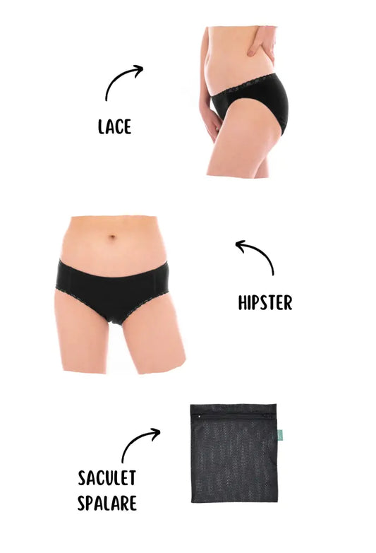 Zi & noapte set | 2 chiloți menstruali + săculeț de spalare Libréa