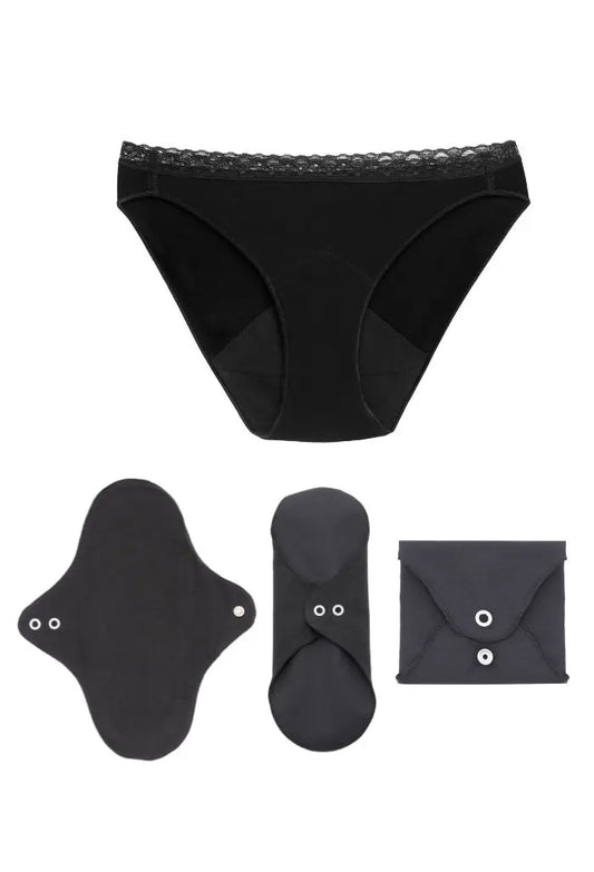 Set o pereche de chiloț menstruali dantelă + un absorbant reutilizabil Libréa